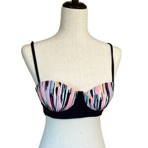 Xhilaration Push Up Underwire Bikini Swimsuit Top Medium Pastel Abstract Mesh